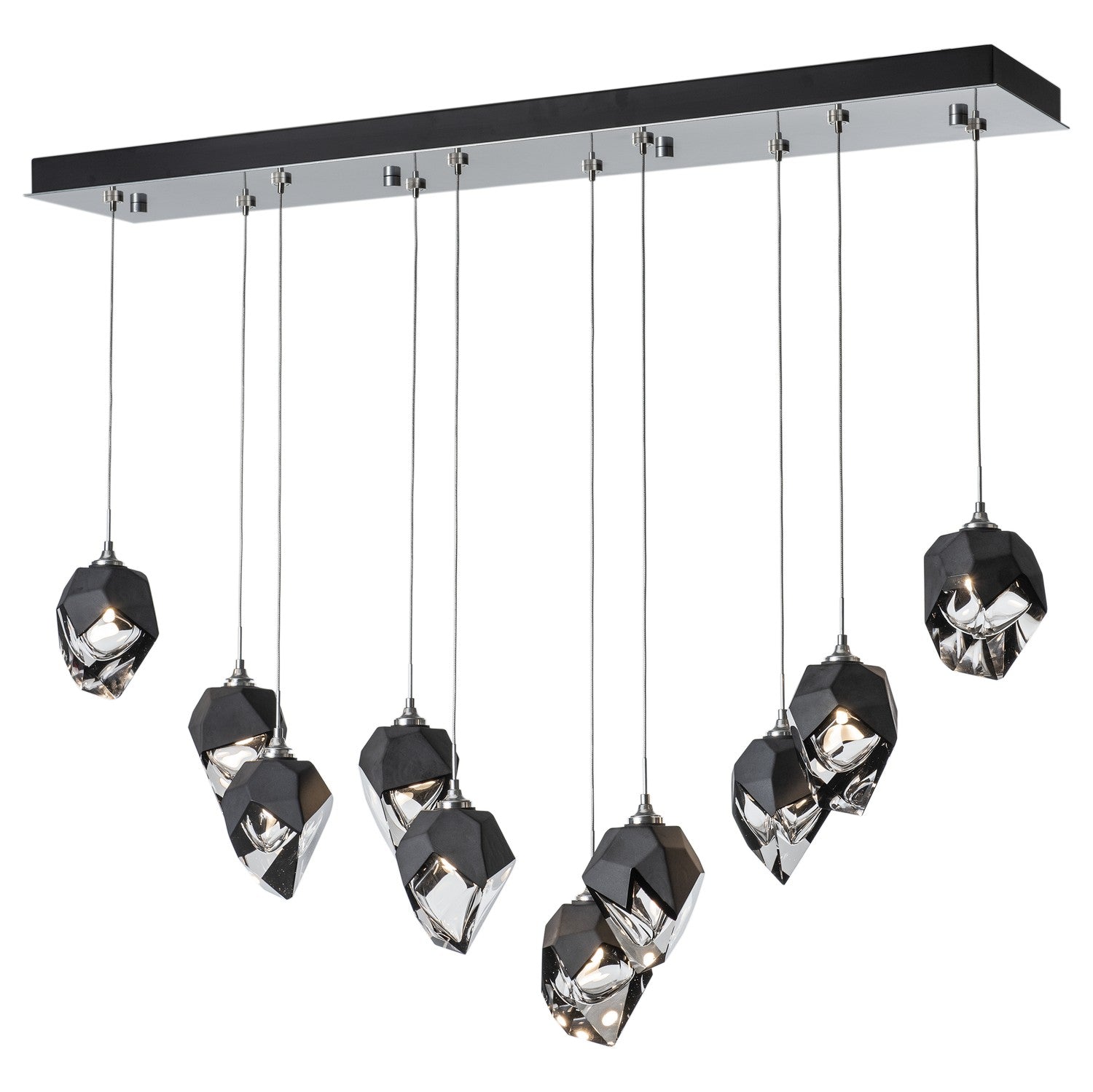 Hubbardton Forge - 131143-SKT-LONG-85-BP0754 - Chrysalis 10-Light Small Crystal Pendant - Chrysalis - Sterling