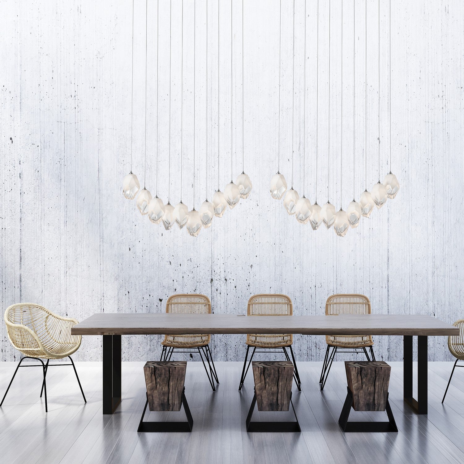 Hubbardton Forge - 131144-SKT-LONG-85-WP0755 - Chrysalis 10-Light Large Crystal Pendant - Chrysalis - Sterling