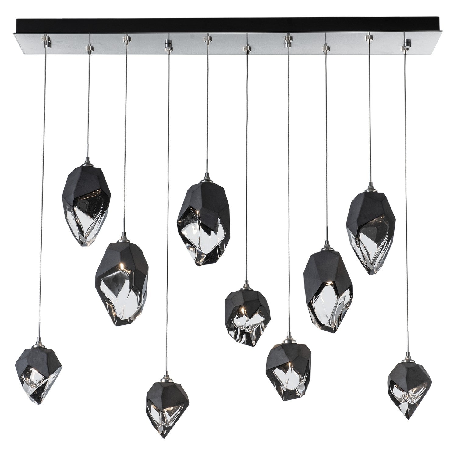 Hubbardton Forge - 131145-SKT-LONG-85-BP0756 - Chrysalis 10-Light Mixed Crystal Pendant - Chrysalis - Sterling
