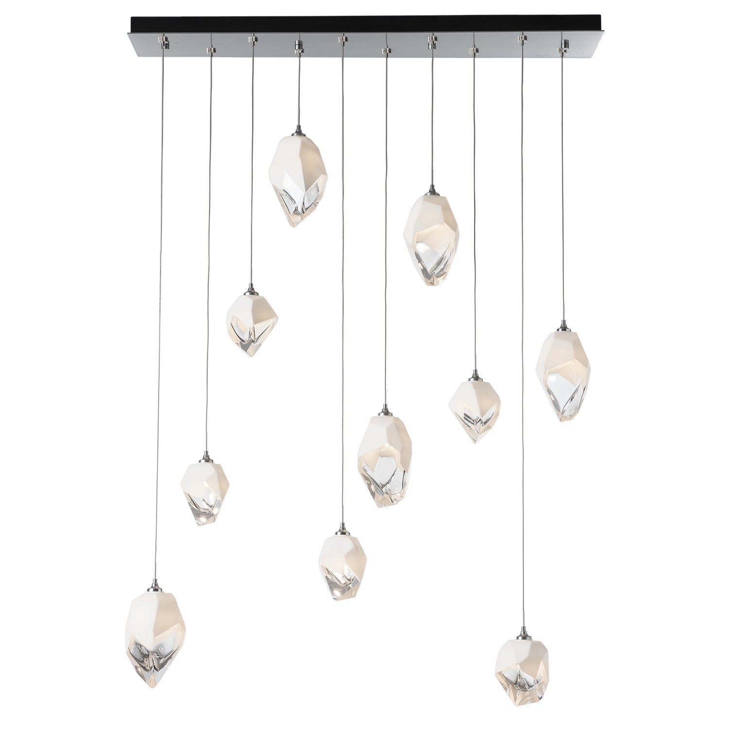 Hubbardton Forge - 131145-SKT-LONG-85-WP0756 - Chrysalis 10-Light Mixed Crystal Pendant - Chrysalis - Sterling