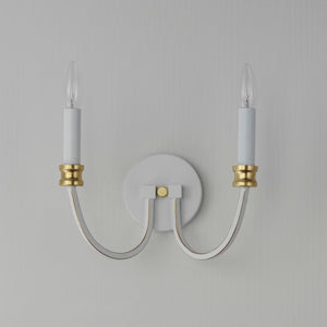 Maxim - 11372WWTGL - Two Light Wall Sconce - Charlton - Weathered White/Gold Leaf