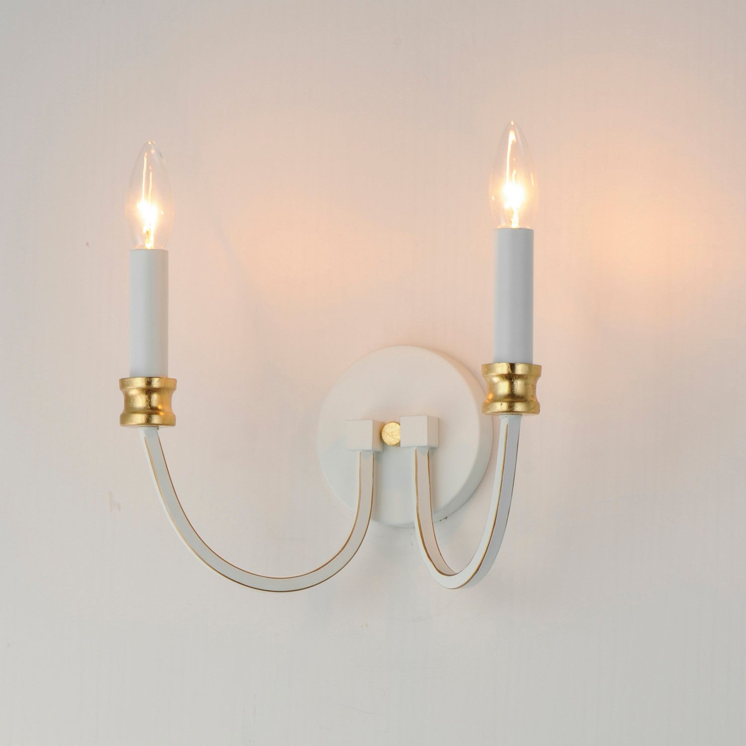 Maxim - 11372WWTGL - Two Light Wall Sconce - Charlton - Weathered White/Gold Leaf