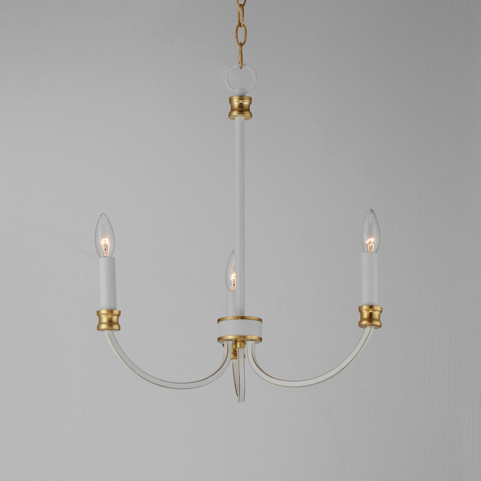 Maxim - 11373WWTGL - Three Light Chandelier - Charlton - Weathered White/Gold Leaf