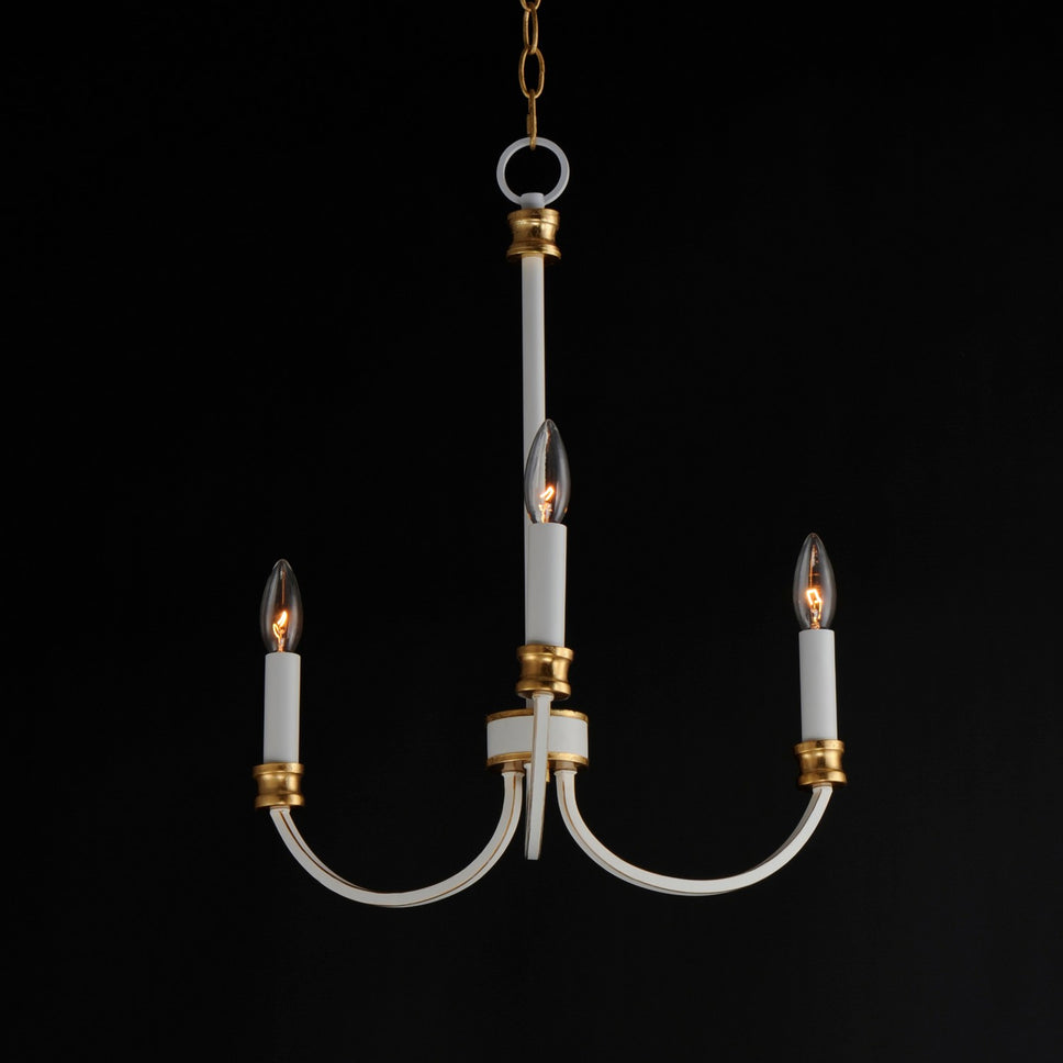 Maxim - 11373WWTGL - Three Light Chandelier - Charlton - Weathered White/Gold Leaf