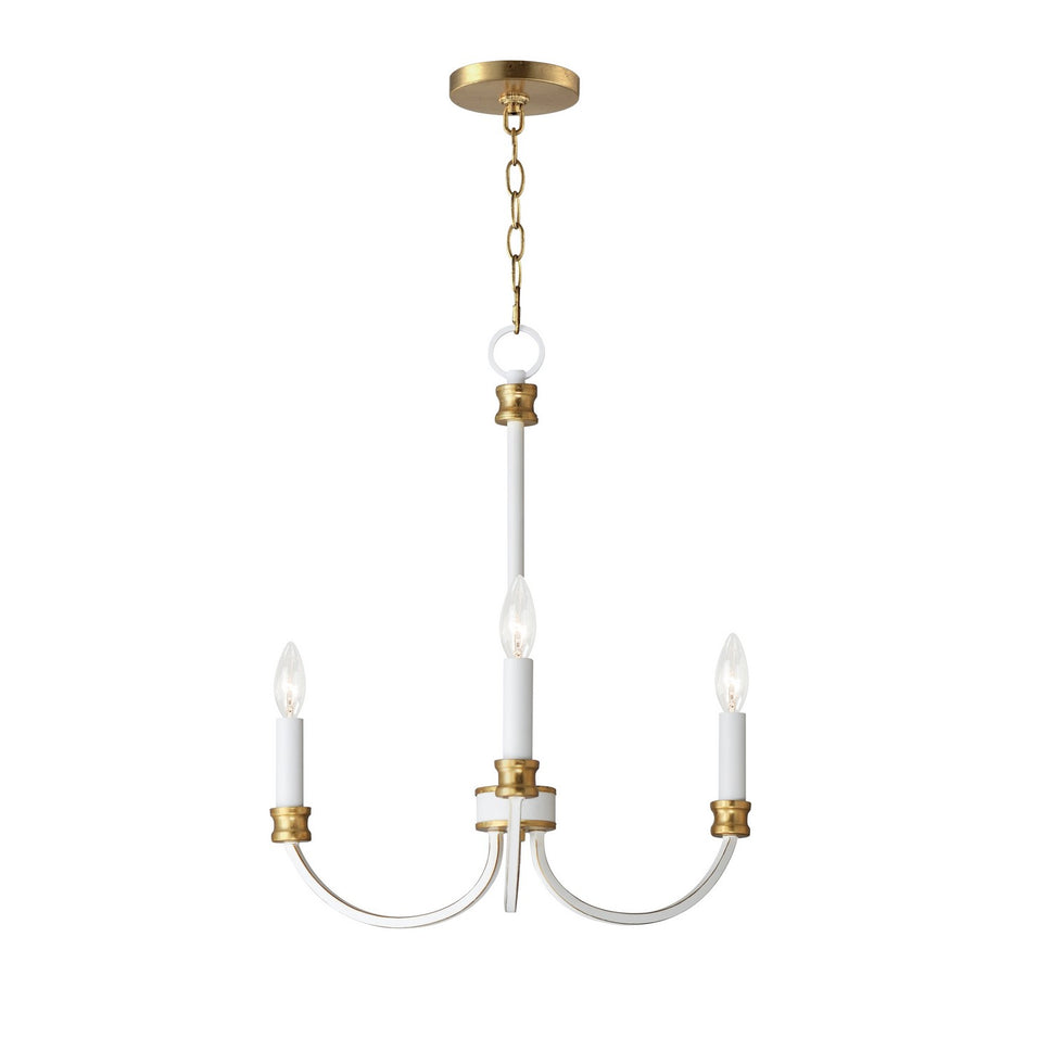 Maxim - 11373WWTGL - Three Light Chandelier - Charlton - Weathered White/Gold Leaf