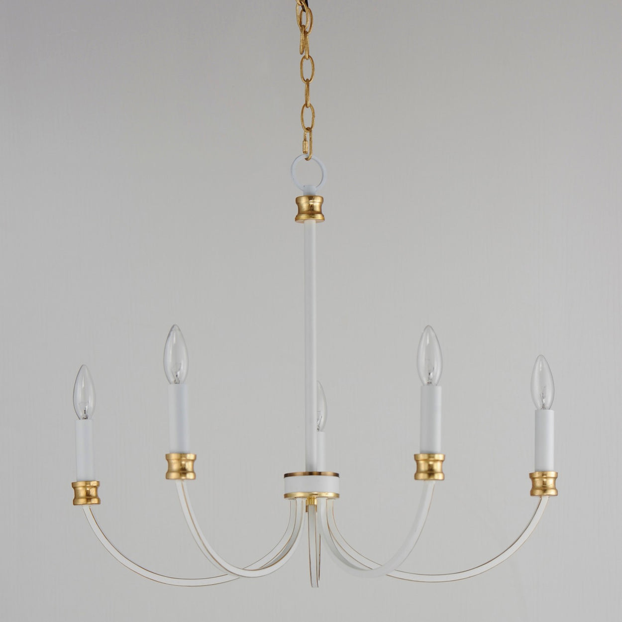 Maxim - 11375WWTGL - Five Light Chandelier - Charlton - Weathered White/Gold Leaf