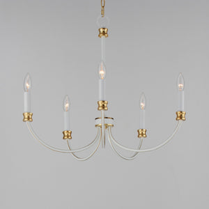 Maxim - 11375WWTGL - Five Light Chandelier - Charlton - Weathered White/Gold Leaf