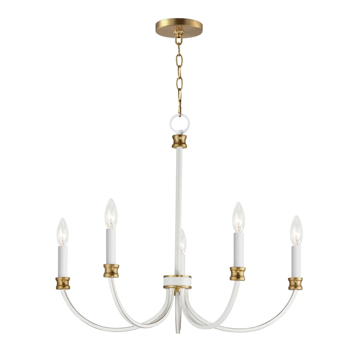 Maxim - 11375WWTGL - Five Light Chandelier - Charlton - Weathered White/Gold Leaf