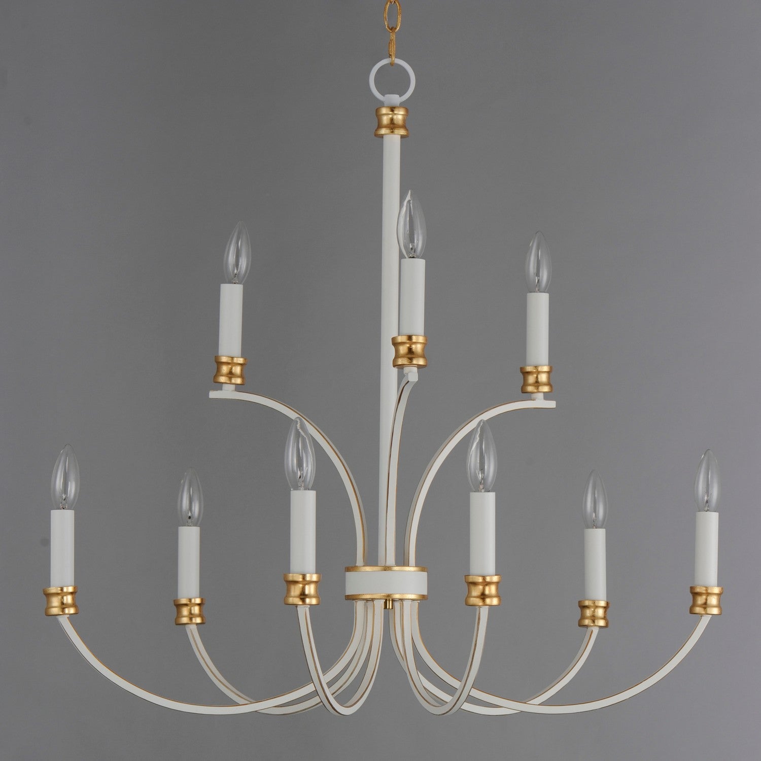 Maxim - 11377WWTGL - Nine Light Chandelier - Charlton - Weathered White/Gold Leaf