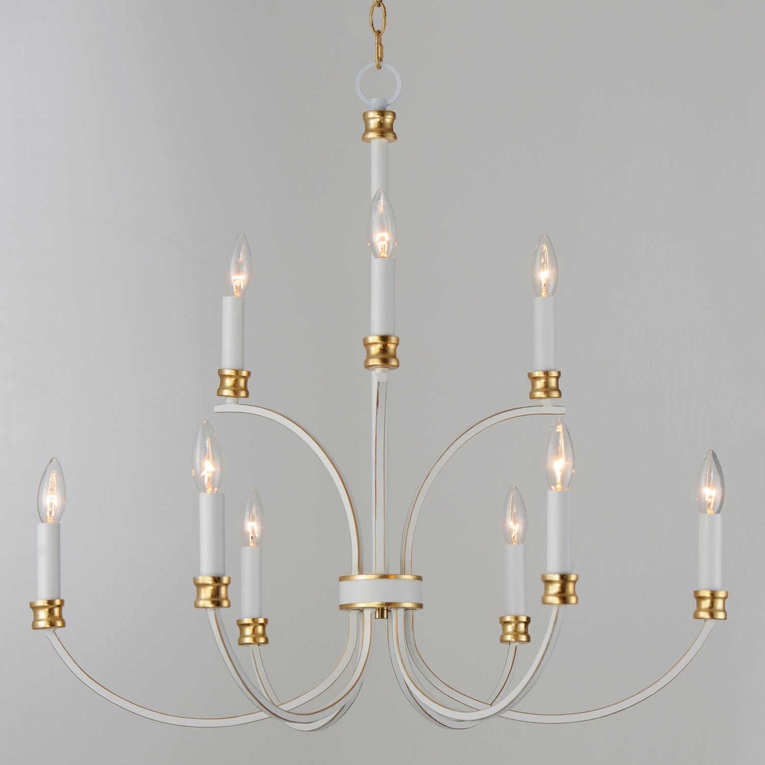 Maxim - 11377WWTGL - Nine Light Chandelier - Charlton - Weathered White/Gold Leaf