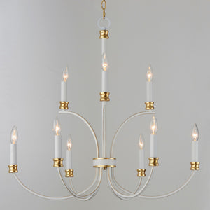 Maxim - 11377WWTGL - Nine Light Chandelier - Charlton - Weathered White/Gold Leaf