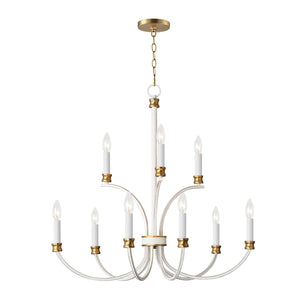 Maxim - 11377WWTGL - Nine Light Chandelier - Charlton - Weathered White/Gold Leaf