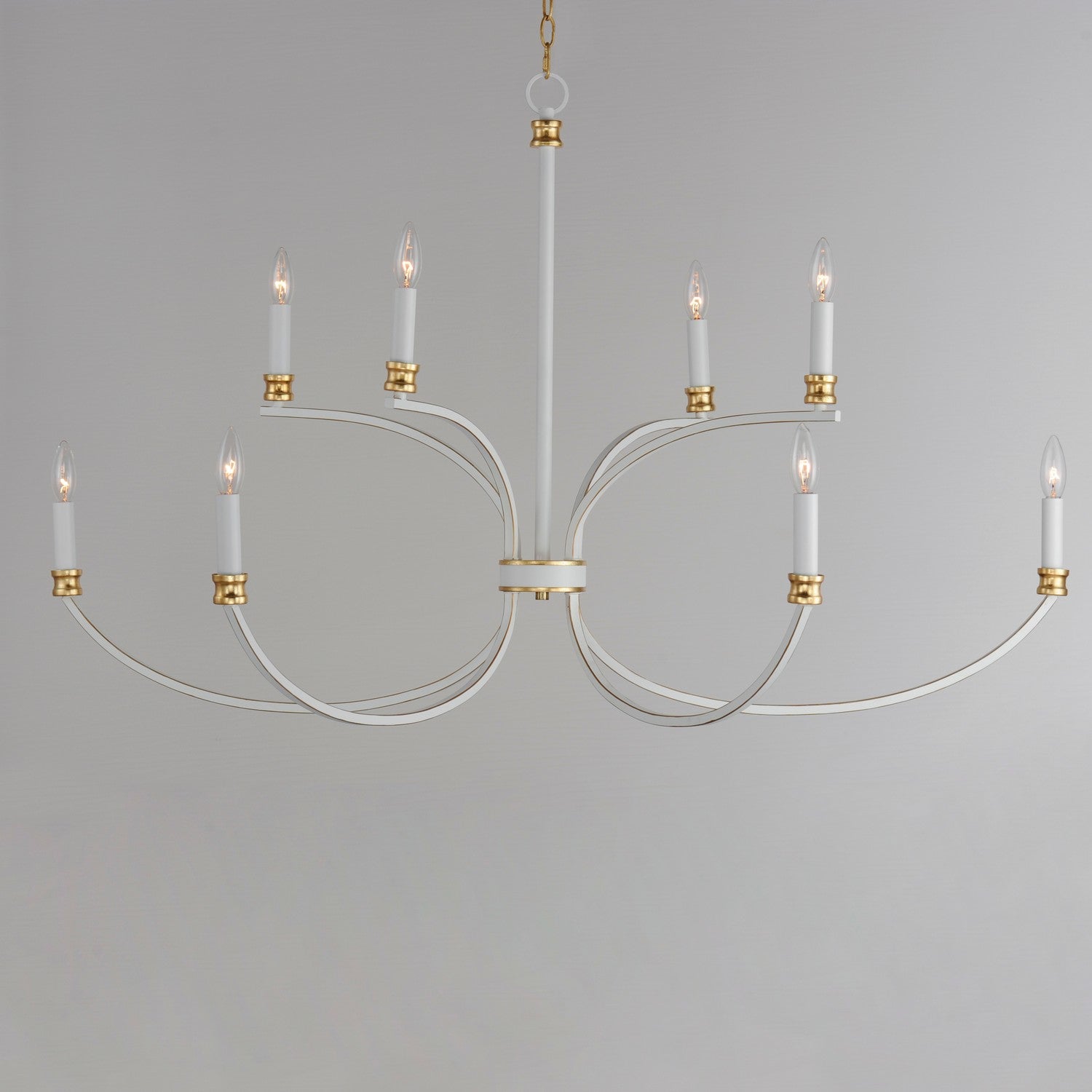 Maxim - 11378WWTGL - Eight Light Chandelier - Charlton - Weathered White/Gold Leaf