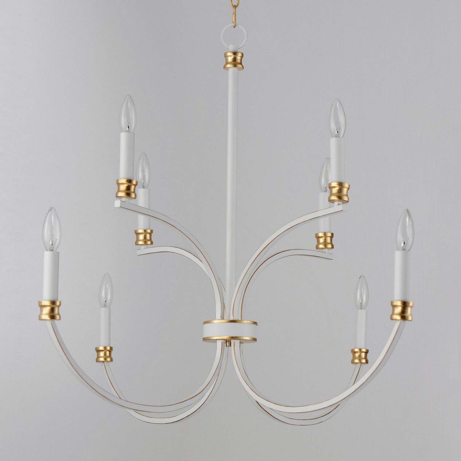 Maxim - 11378WWTGL - Eight Light Chandelier - Charlton - Weathered White/Gold Leaf