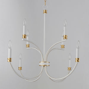 Maxim - 11378WWTGL - Eight Light Chandelier - Charlton - Weathered White/Gold Leaf