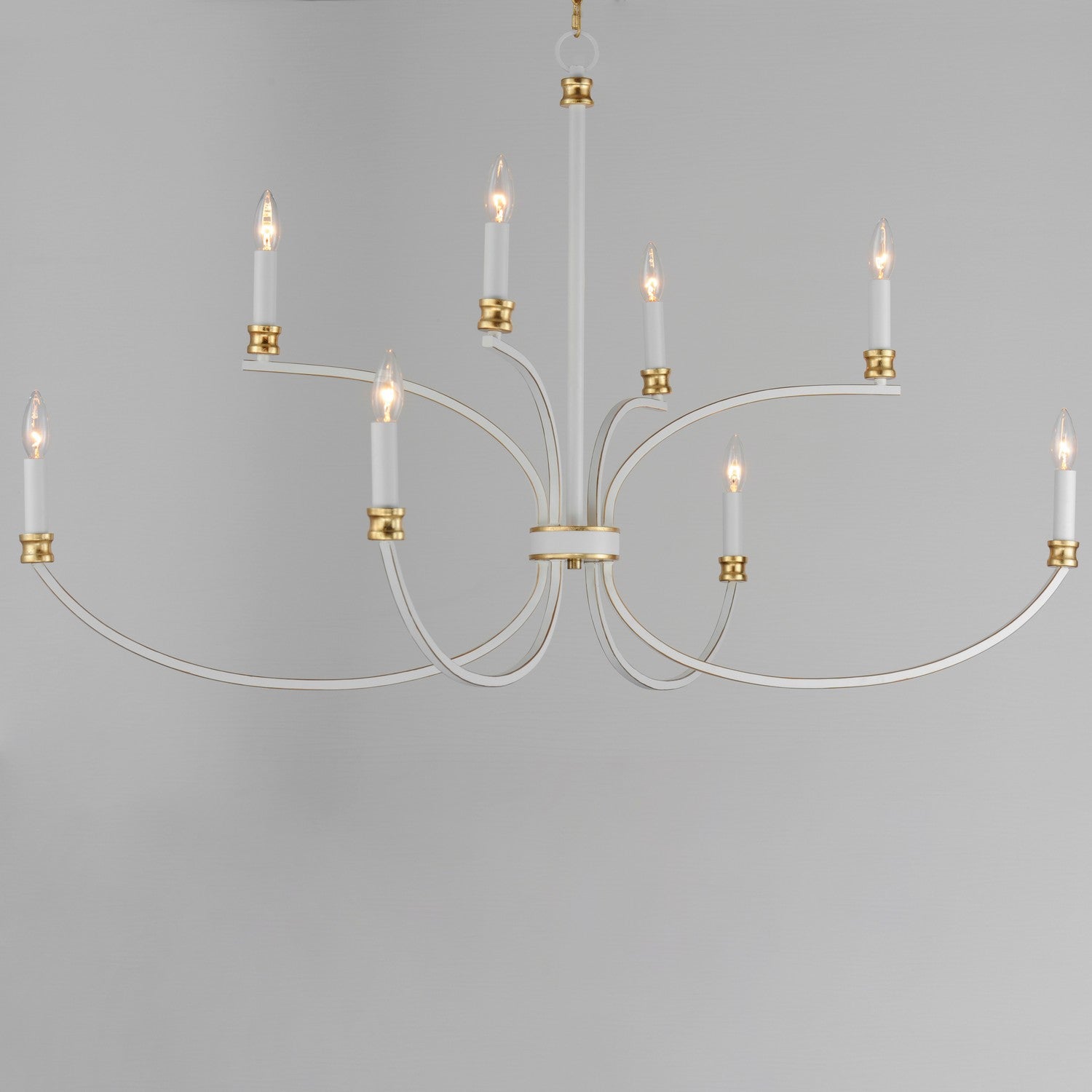 Maxim - 11378WWTGL - Eight Light Chandelier - Charlton - Weathered White/Gold Leaf