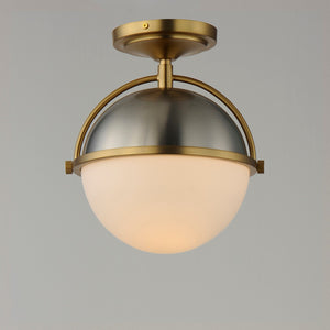 Maxim - 12410SWSNSBR - One Light Semi Flush Mount - Duke - Satin Nickel / Satin Brass