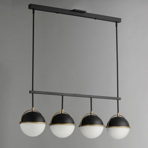 Maxim - 12414SWBKWBR - Four Light Linear Pendant - Duke - Black/Weathered Brass