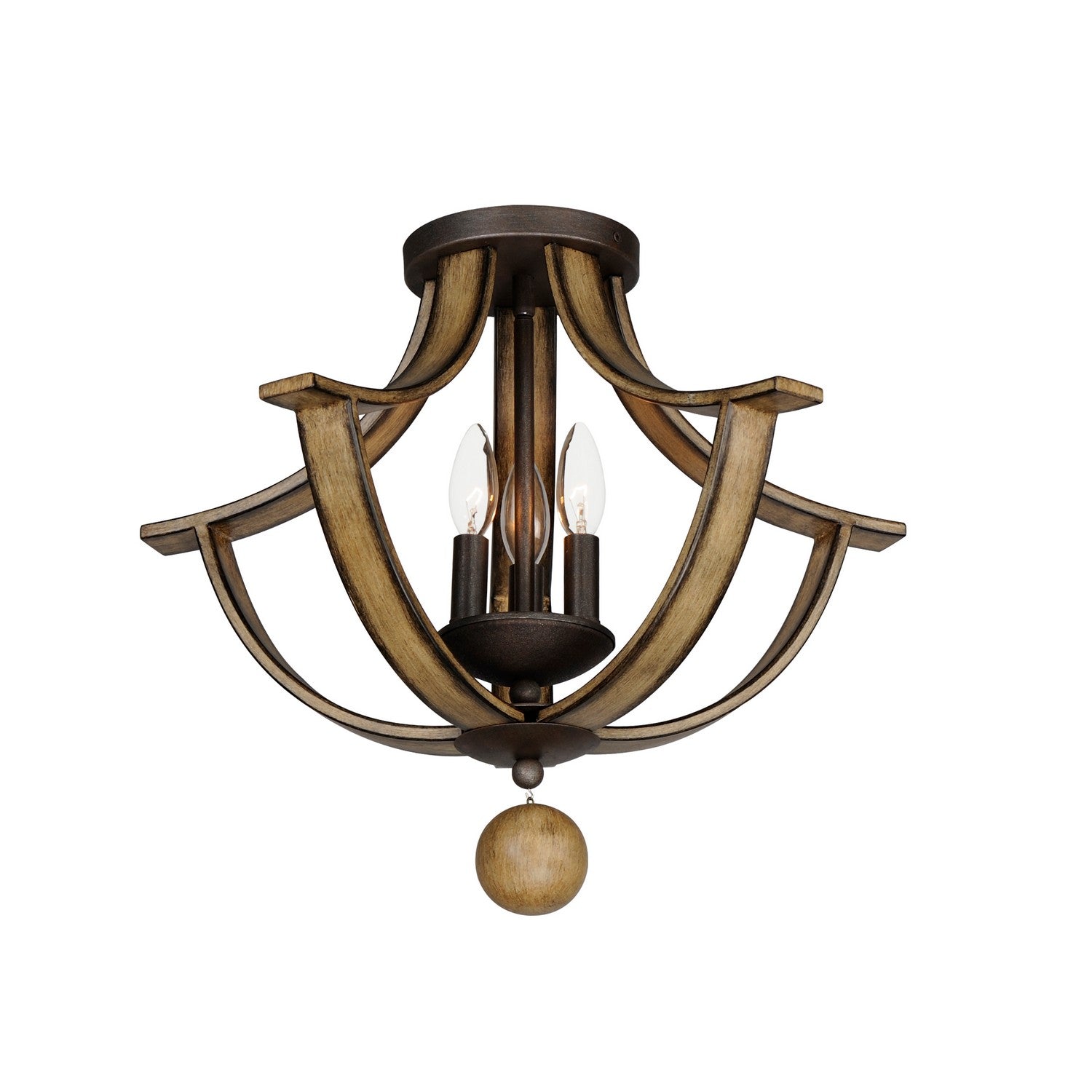 Maxim - 20343DWAR - Three Light Semi Flush Mount - Basque - Driftwood/Anthracite