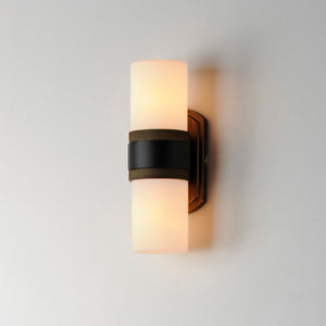 Maxim - 32651SWBKAB - Two Light Outdoor Wall Sconce - Ruffles - Black / Antique Brass