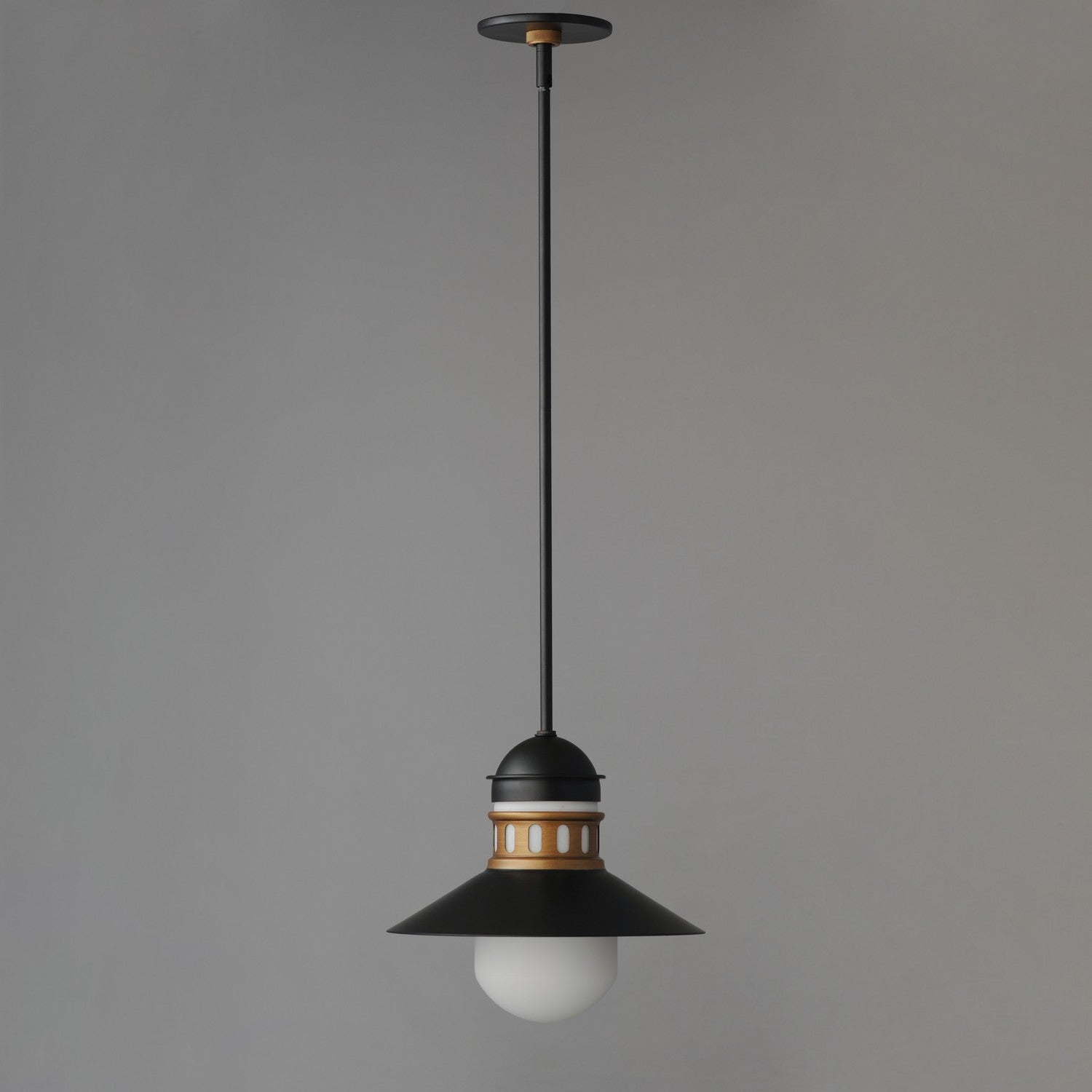 Maxim - 35121SWBKAB - One Light Outdoor Pendant - Admiralty - Black / Antique Brass