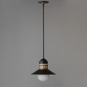 Maxim - 35121SWBKAB - One Light Outdoor Pendant - Admiralty - Black / Antique Brass