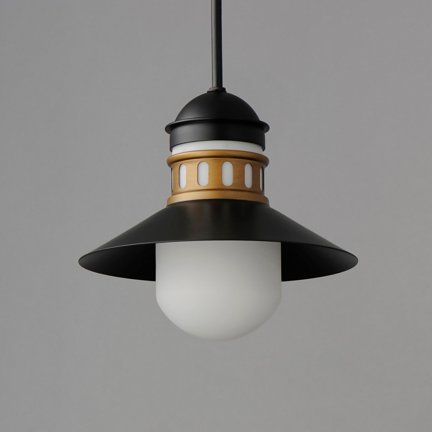 Maxim - 35121SWBKAB - One Light Outdoor Pendant - Admiralty - Black / Antique Brass