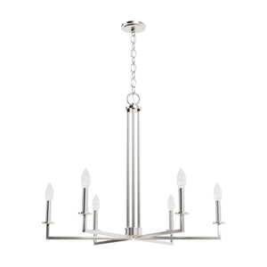 Hunter - 19621 - Six Light Chandelier - Bearden - Brushed Nickel