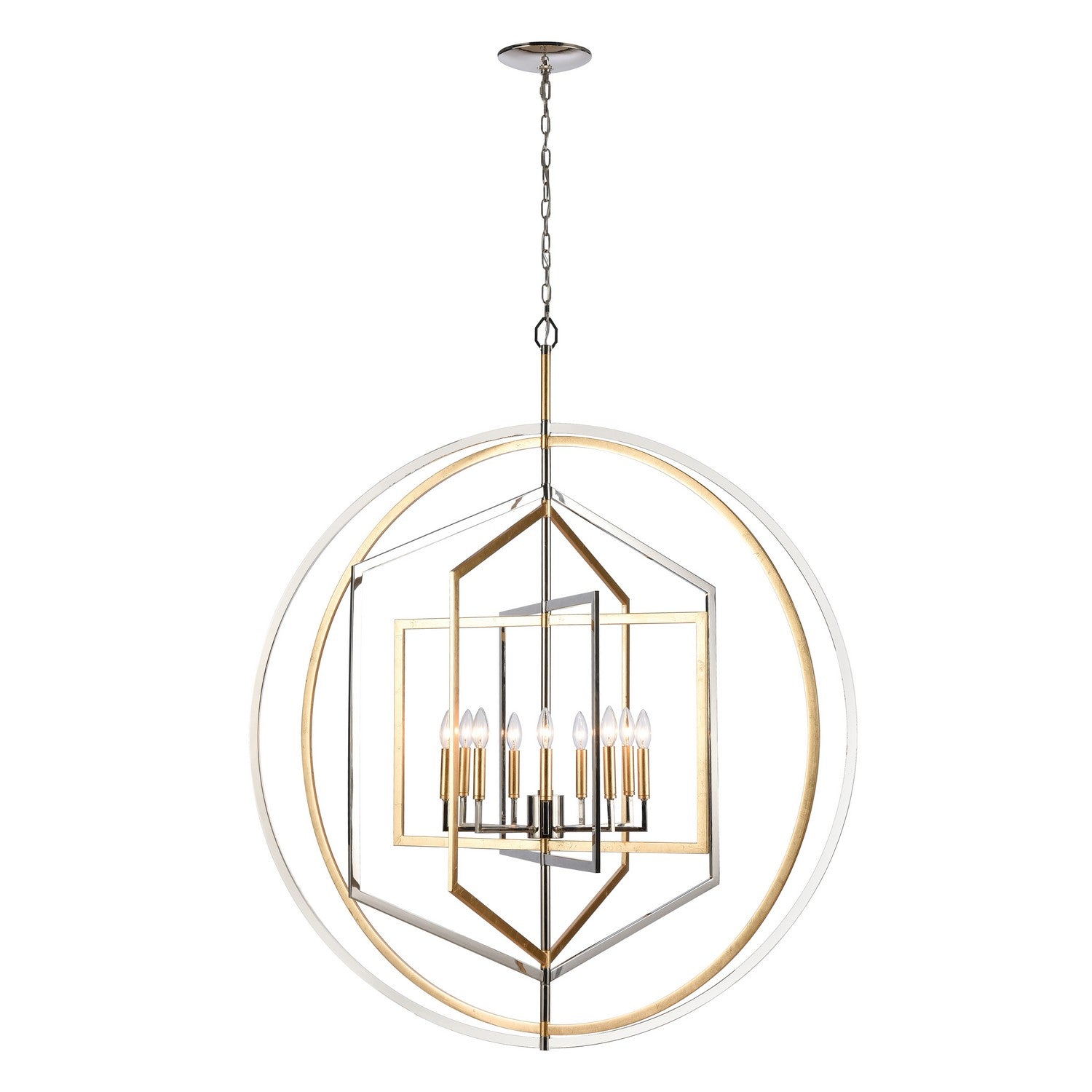 ELK Home - 12265/9 - Nine Light Chandelier - Geosphere - Polished Nickel