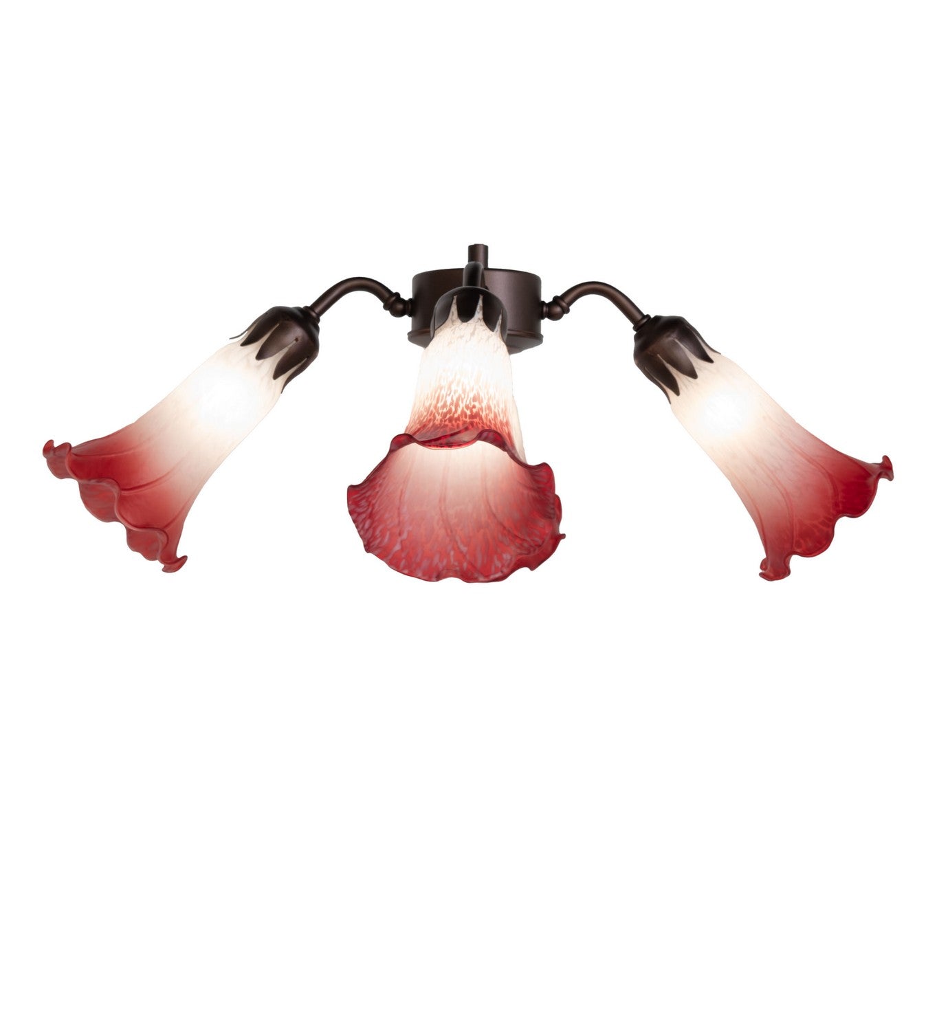 Meyda Tiffany - 247651 - Four Light Fan Light - Pink/White - Mahogany Bronze