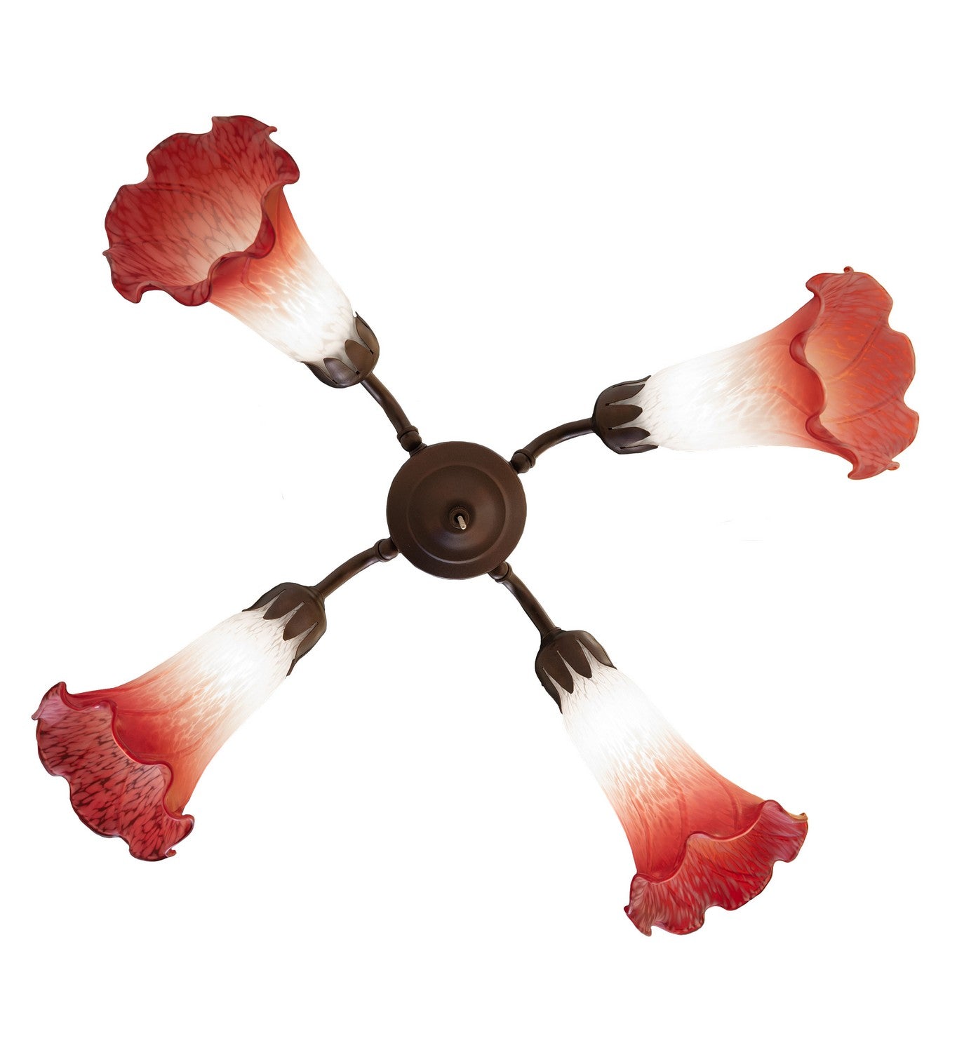 Meyda Tiffany - 247651 - Four Light Fan Light - Pink/White - Mahogany Bronze