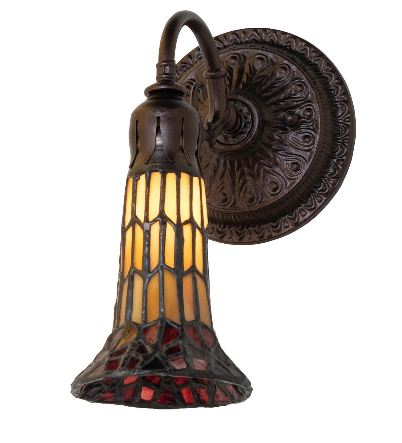 Meyda Tiffany - 251865 - One Light Wall Sconce - Stained Glass Pond Lily - Mahogany Bronze