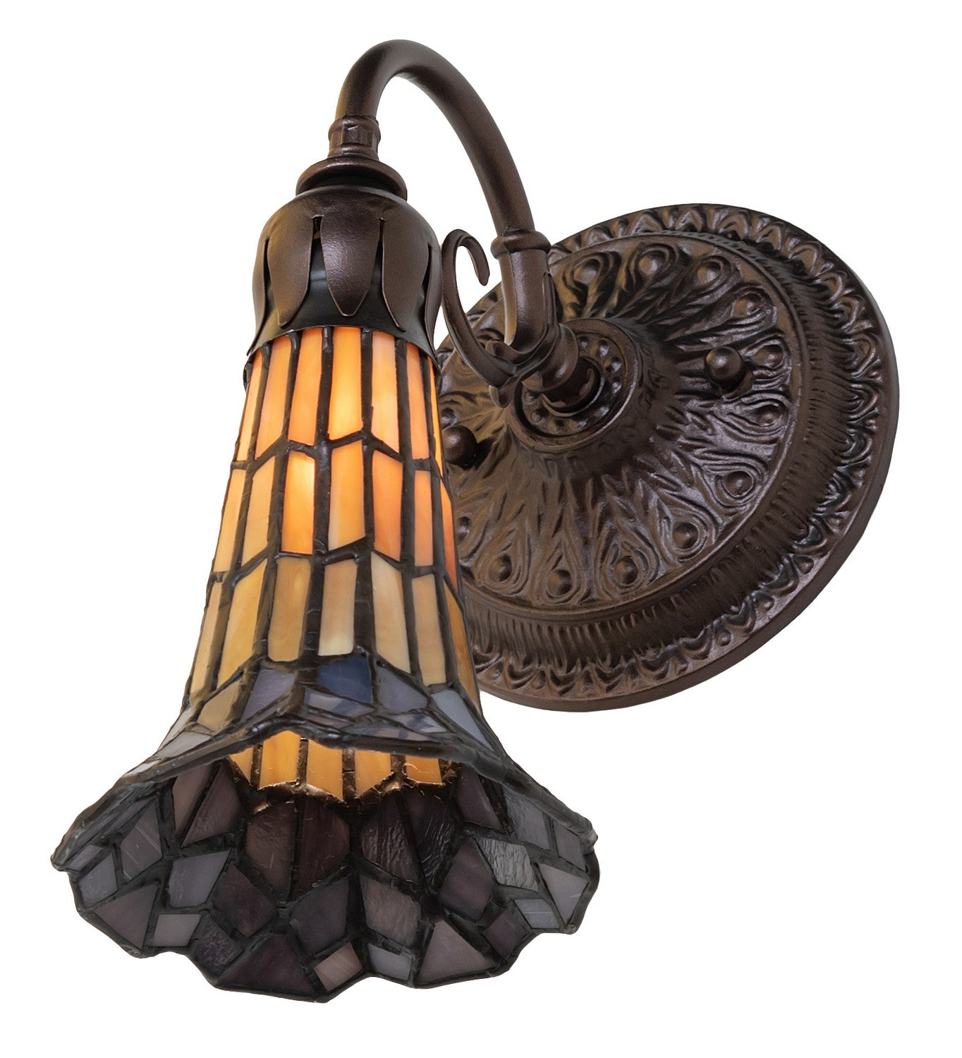 Meyda Tiffany - 251868 - One Light Wall Sconce - Stained Glass Pond Lily - Mahogany Bronze