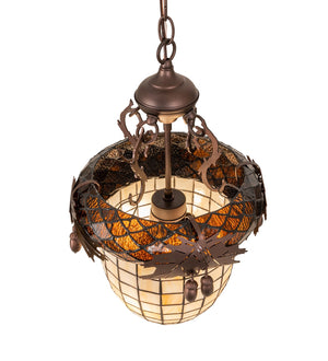 Meyda Tiffany - 259436 - Three Light Pendant - Oak Leaf & Acorn - Mahogany Bronze