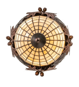 Meyda Tiffany - 259436 - Three Light Pendant - Oak Leaf & Acorn - Mahogany Bronze