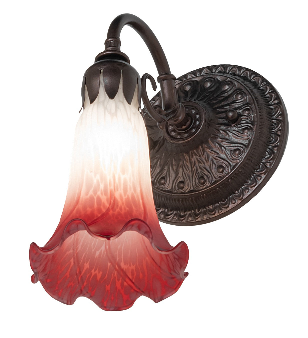 Meyda Tiffany - 261098 - One Light Wall Sconce - Pink/White - Mahogany Bronze