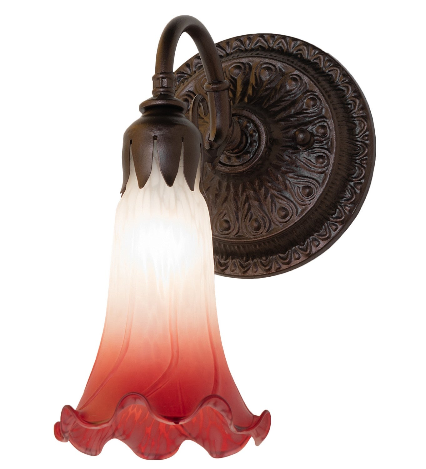 Meyda Tiffany - 261098 - One Light Wall Sconce - Pink/White - Mahogany Bronze