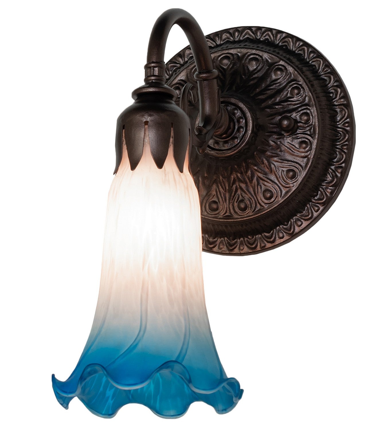 Meyda Tiffany - 261104 - One Light Wall Sconce - Pink/Blue - Mahogany Bronze