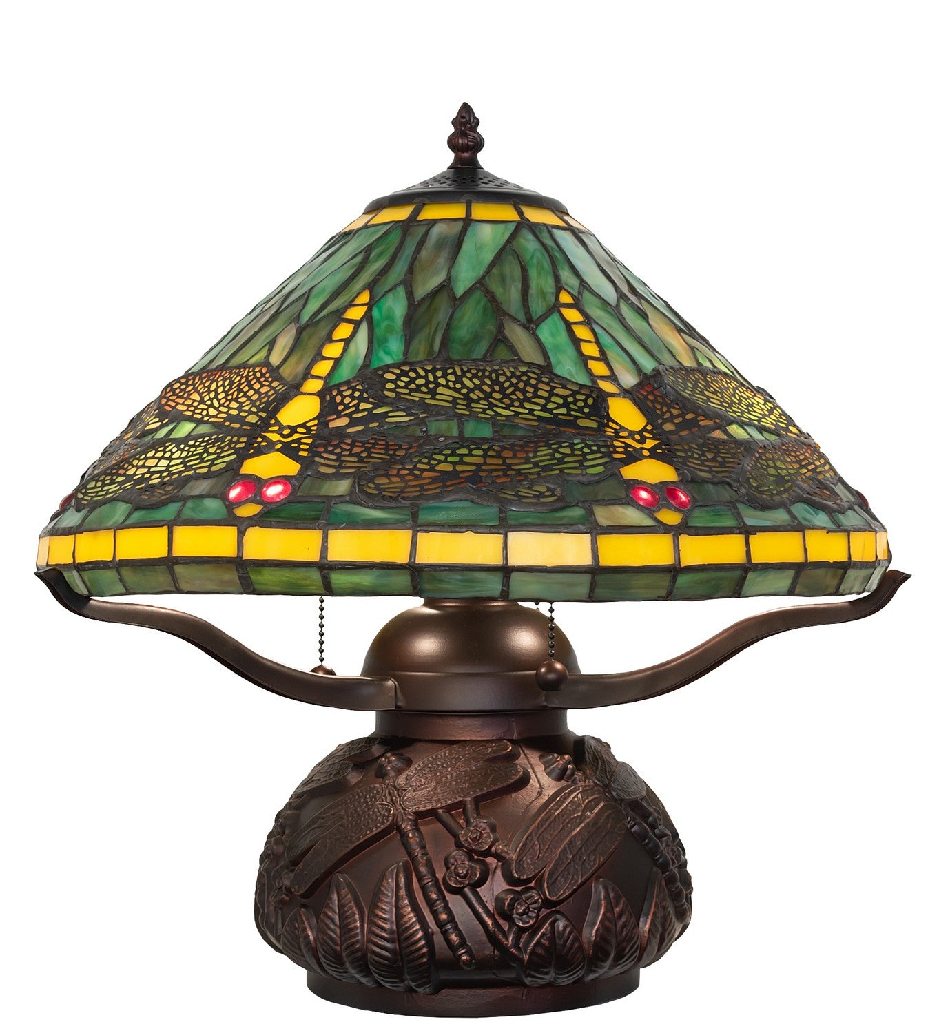 Meyda Tiffany - 261256 - Three Light Table Lamp - Tiffany Dragonfly - Mahogany Bronze