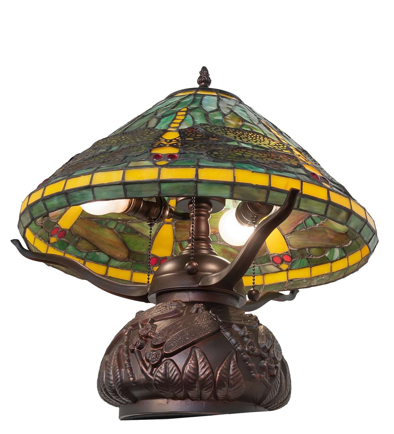 Meyda Tiffany - 261256 - Three Light Table Lamp - Tiffany Dragonfly - Mahogany Bronze