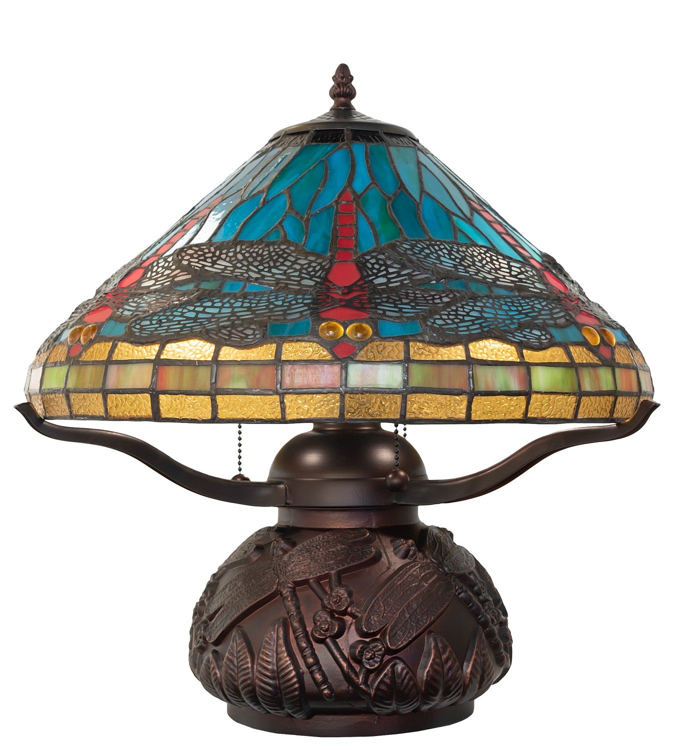 Meyda Tiffany - 261259 - Three Light Table Lamp - Tiffany Dragonfly - Mahogany Bronze