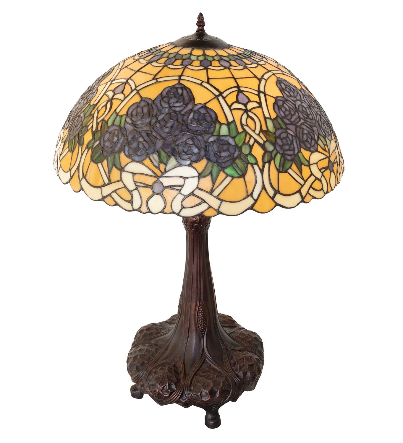 Meyda Tiffany - 261315 - Three Light Table Lamp - Rose Bouquet - Mahogany Bronze