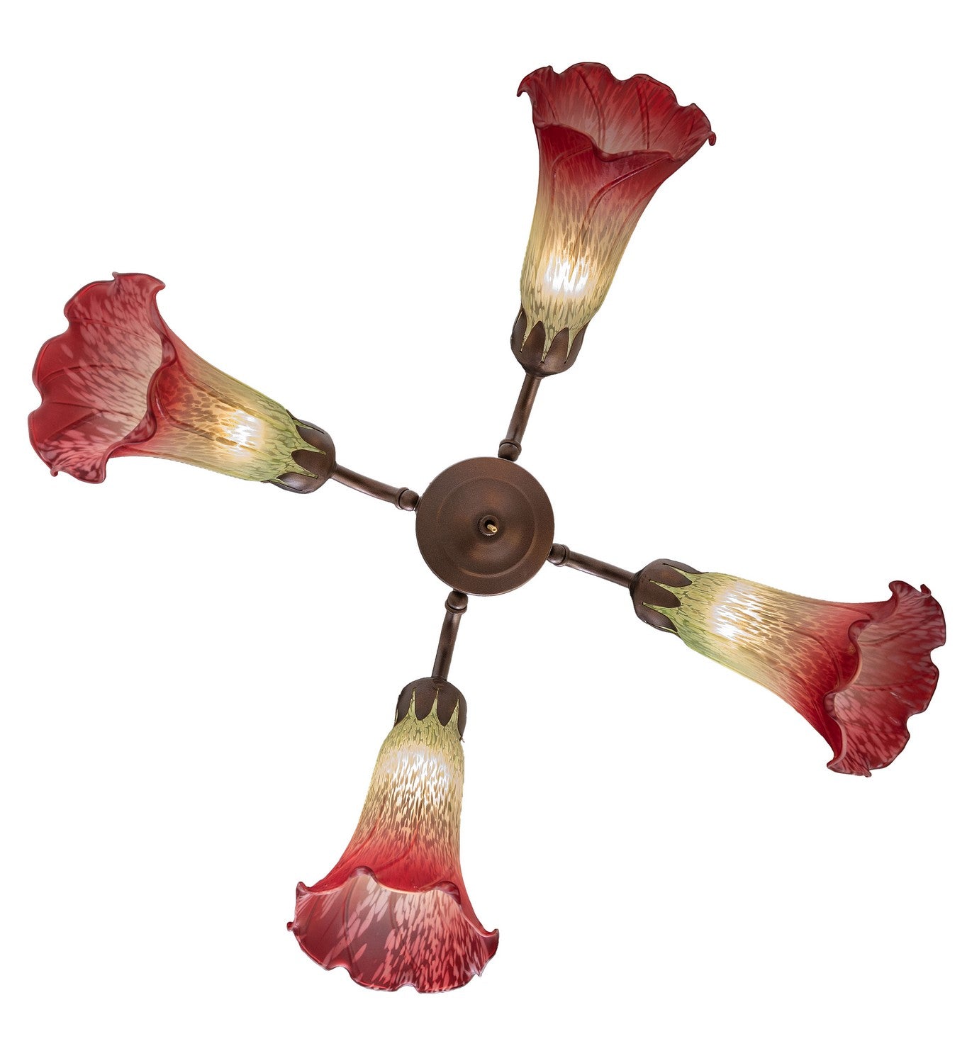 Meyda Tiffany - 261501 - Four Light Fan Light - Seafoam/Cranberry - Mahogany Bronze