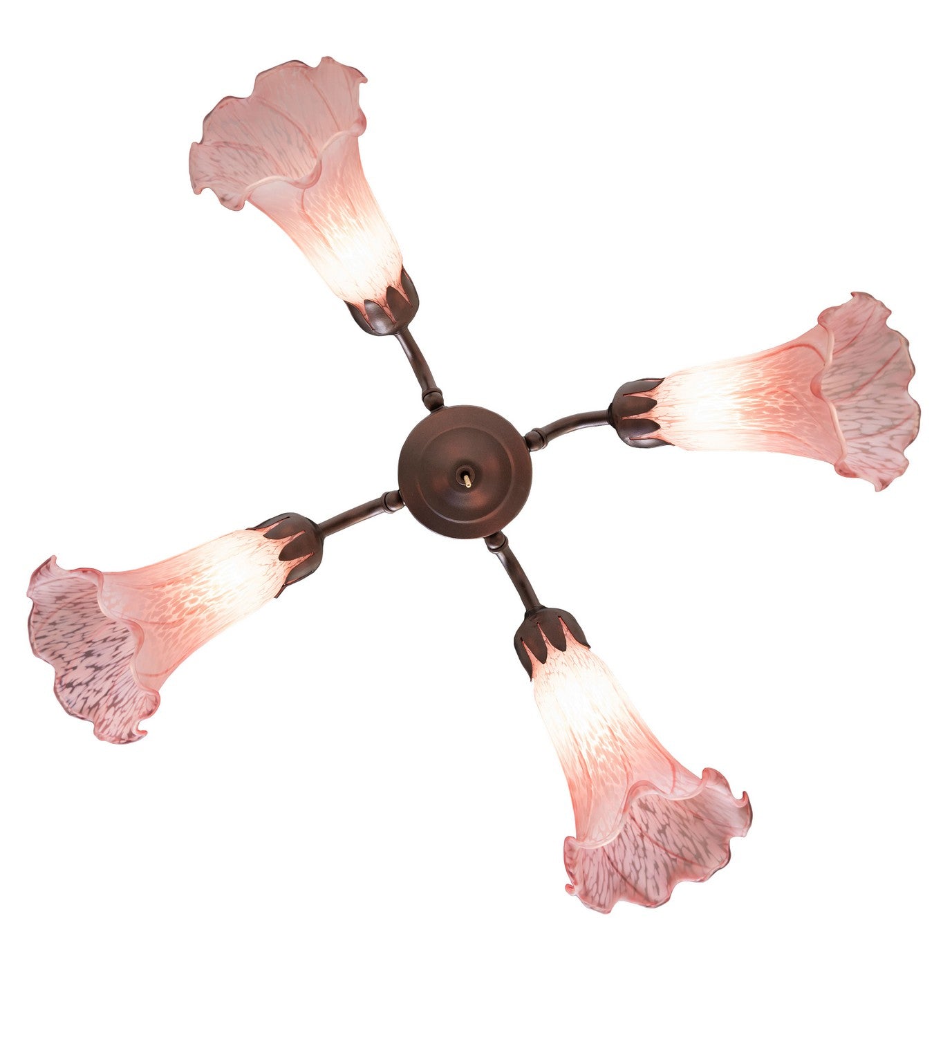 Meyda Tiffany - 261502 - Four Light Fan Light - Pink - Mahogany Bronze