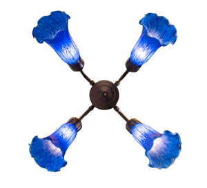 Meyda Tiffany - 261505 - Four Light Fan Light - Blue - Mahogany Bronze