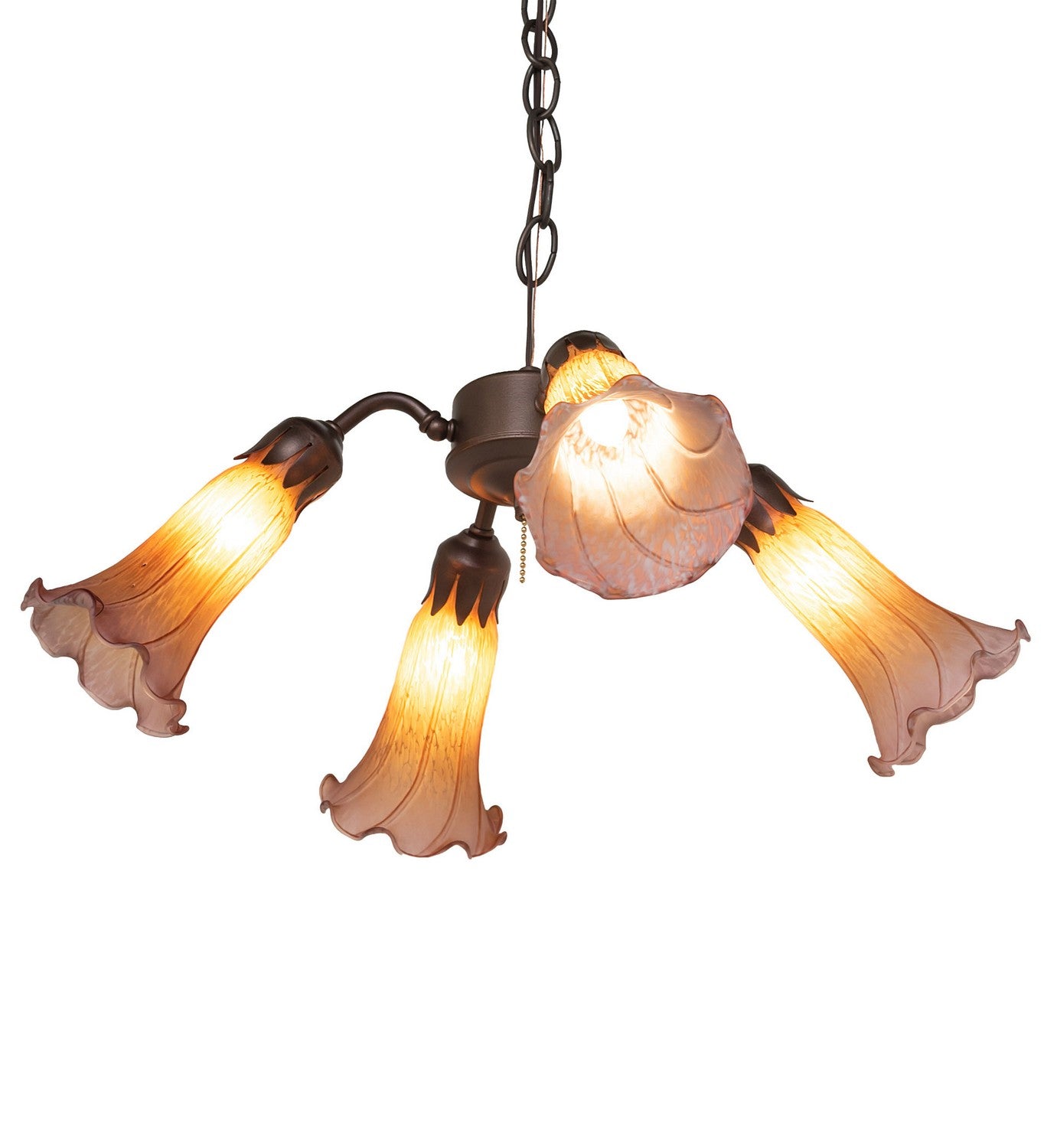 Meyda Tiffany - 261506 - Four Light Fan Light - Amber/Purple - Mahogany Bronze