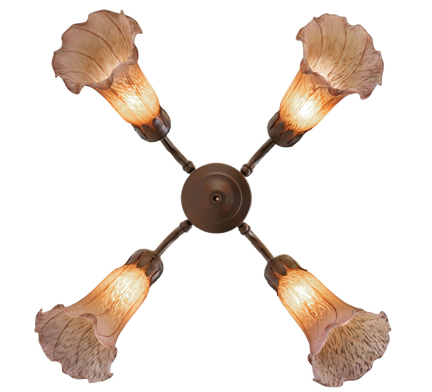 Meyda Tiffany - 261506 - Four Light Fan Light - Amber/Purple - Mahogany Bronze