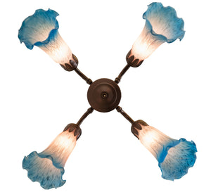 Meyda Tiffany - 261508 - Four Light Fan Light - Pink/Blue - Mahogany Bronze