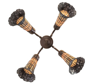 Meyda Tiffany - 261515 - Four Light Fan Light - Stained Glass Pond Lily - Mahogany Bronze