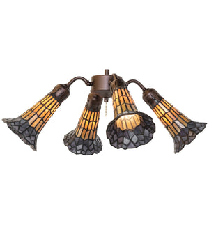 Meyda Tiffany - 261515 - Four Light Fan Light - Stained Glass Pond Lily - Mahogany Bronze